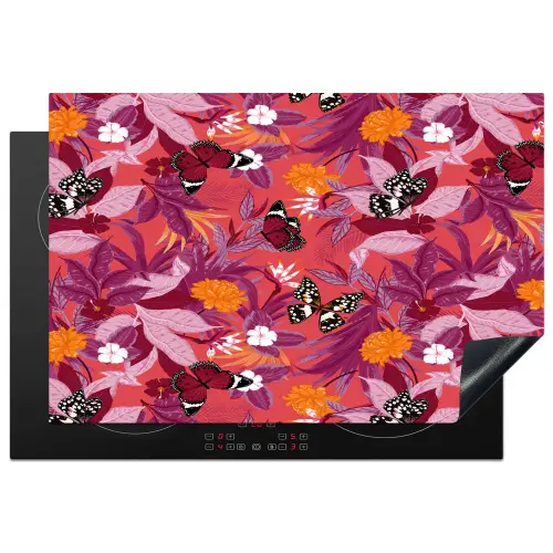 Zomer - Vlinder - Donker - Roze Inductie beschermer vinyl 3mm klein 276 -3d