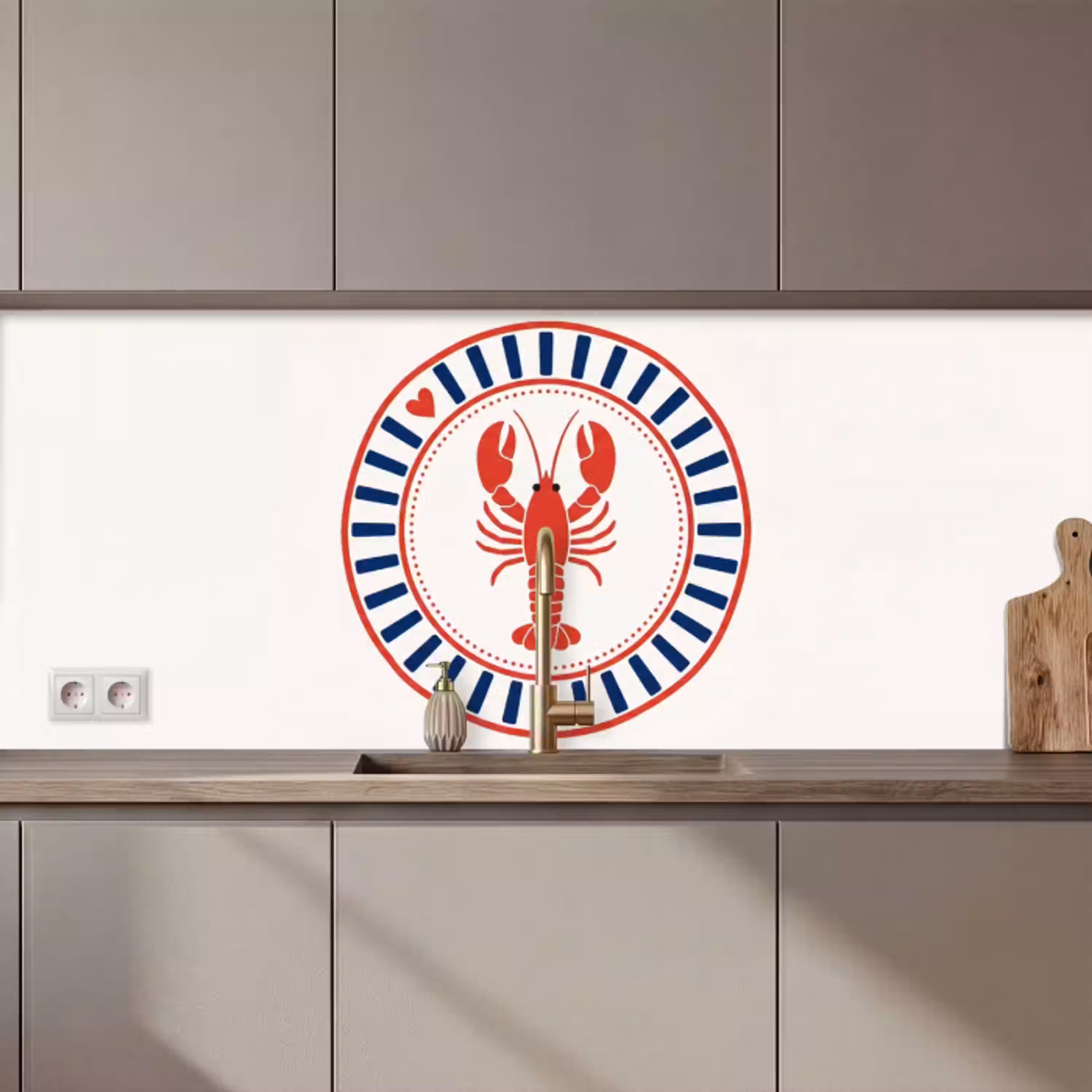 Zeeleven - Kreeft - Embleem - Grafisch - Rood keuken achterwand 2 middel zz_3dshopping