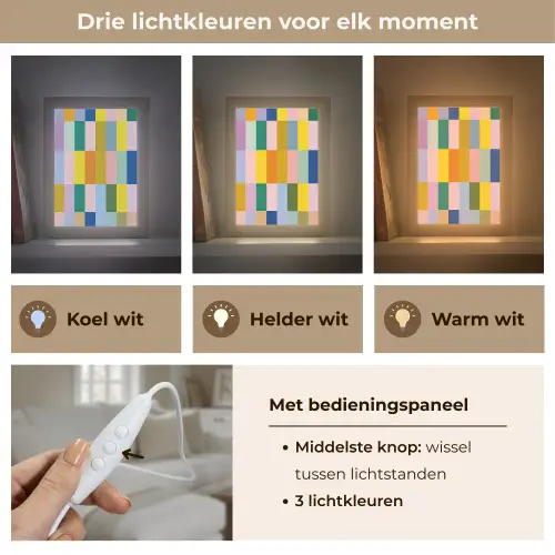 Stroken - Blauw - Patroon - Abstract Light Box met kabel (Tafellamp) klein -USP_lichtkleurNL