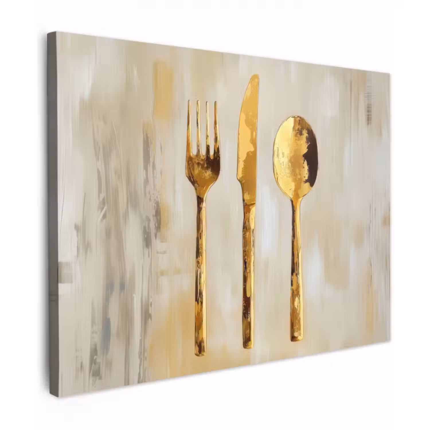 Leinwandbild - Farbe - Gold - Besteck
