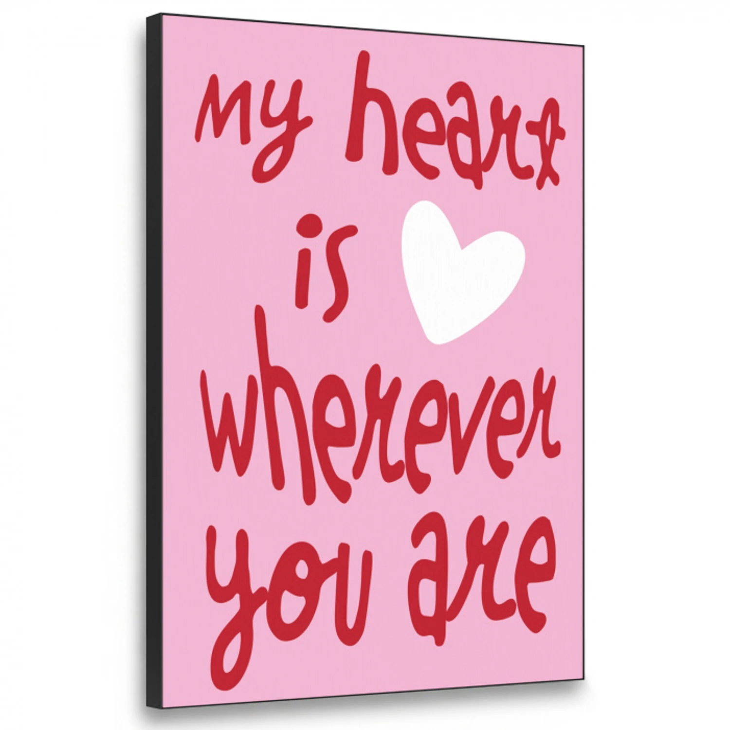 Valentijn - Hart - Liefde - Roze Textielframe zwart klein -3d