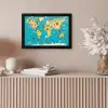 Wereldkaart - Kinderen - Dieren - Geel - Blauw - Jongens - Meisjes fotolijst zwart zonder passe partout klein -sfeer5
