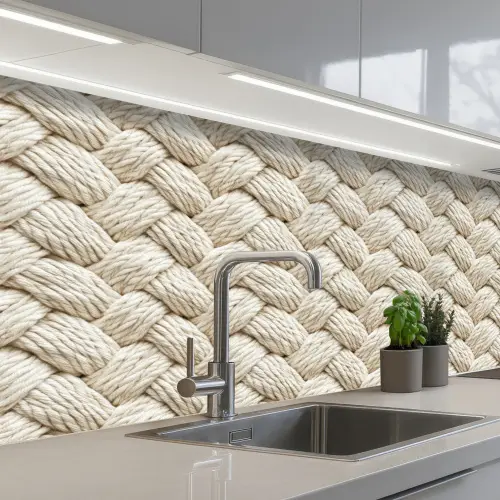Touw - Gebreid - Beige keuken achterwand 2 middel 871 -3d_schuin