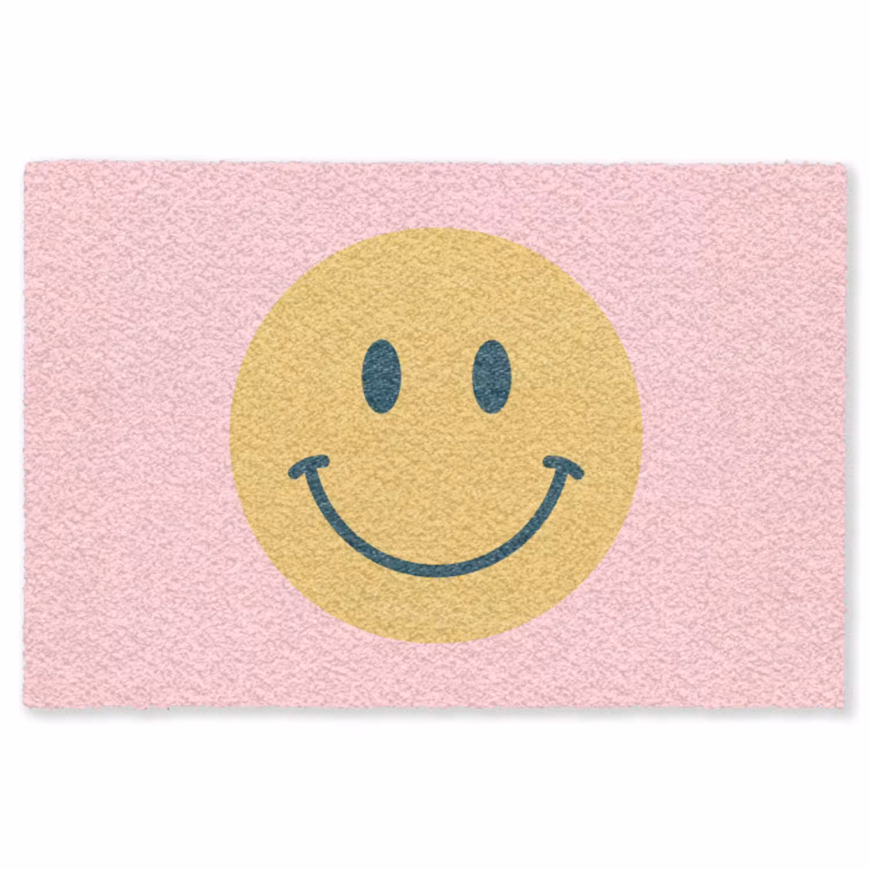 Smiley - Geel - Roze - Symbool - Minimalistisch Vloerkleed Rechthoek klein -3d