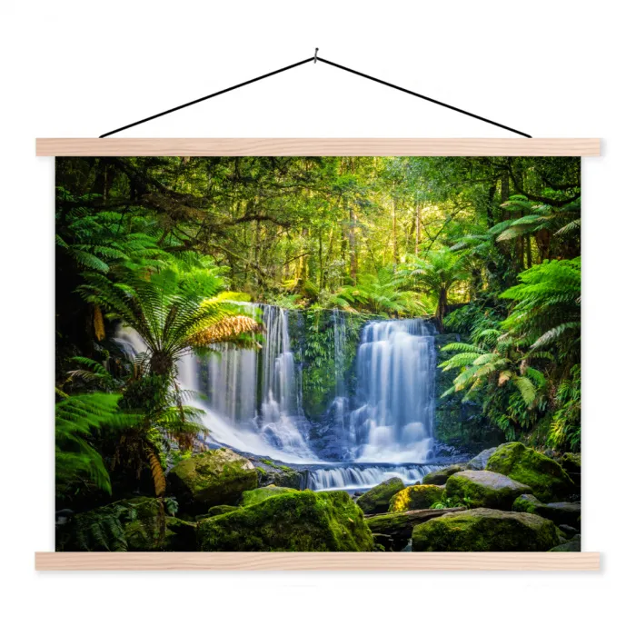 Jungle - Waterval - Australië - Planten - Natuur textielposter latten blank klein -3d