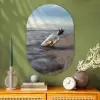 Glazenfles - Post - Zee - Zand Wandcirkel Ovaal Glas middel -sfeer2
