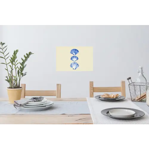 Schelpen - Blauw - Beige Muursticker klein -eettafel