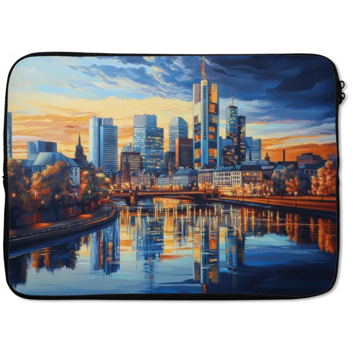 Zonsondergang Frankfurt - Stad - Skyline - Water laptophoes neopreen klein -zkaufland3dotto