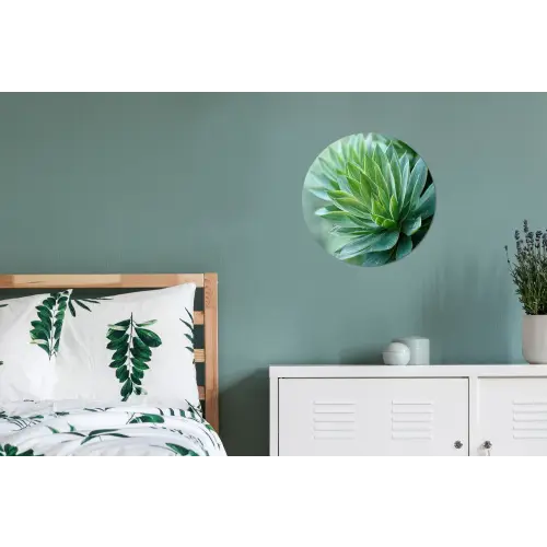 Blad - Plant - Groen - Textuur Wandcirkel aluminium klein -slaapkamer
