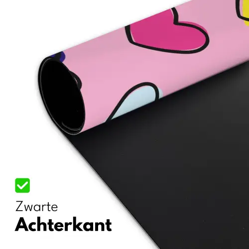 Hartjes - Valentijn - Patroon - Kleurrijk Muismat XXL klein -sfeer2
