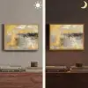 Abstract - Geel - Modern - Beige Light Box met batterij (Wandlamp) middel -sfeer3