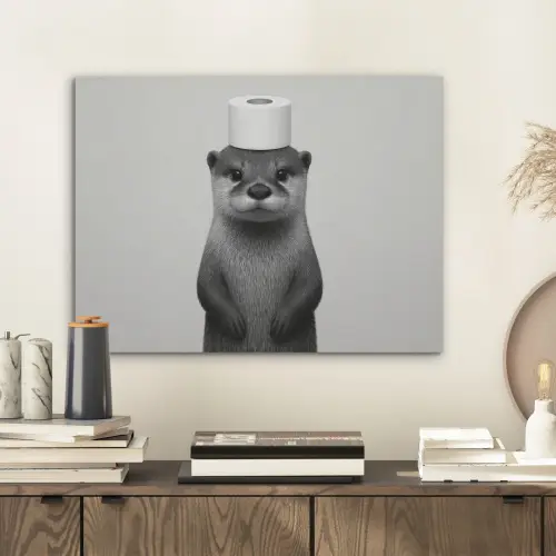 Otter - WC rol - Zwart - Wit PET vilt klein -sfeer1