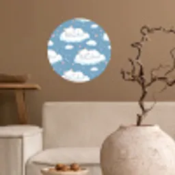 Kitten - Wolken - Blauw Wandcirkel behangsticker klein 186 -sfeer1
