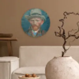Zelfportret 1887 - Schilderij van Vincent van Gogh Wandcirkel kunststof plaat 5mm dik klein -sfeer1