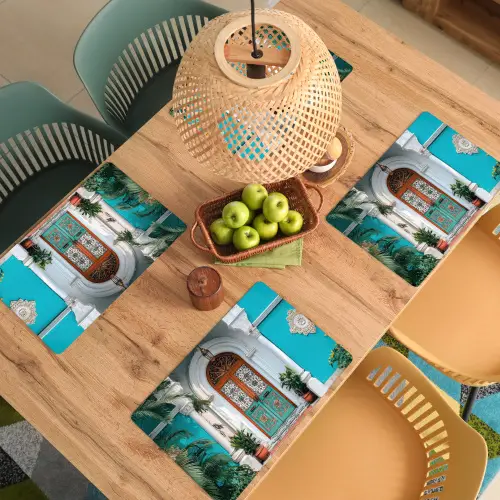 Zuilen - Sierlijke - Deur - Blauw Placemat vinyl groot -zzsfeer5_Kitchenyeah-website