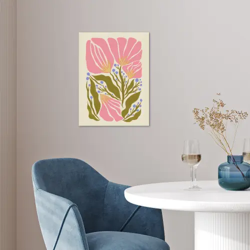 Bloemen - Bladeren - Abstract - Roze poster papier klein -sfeer3