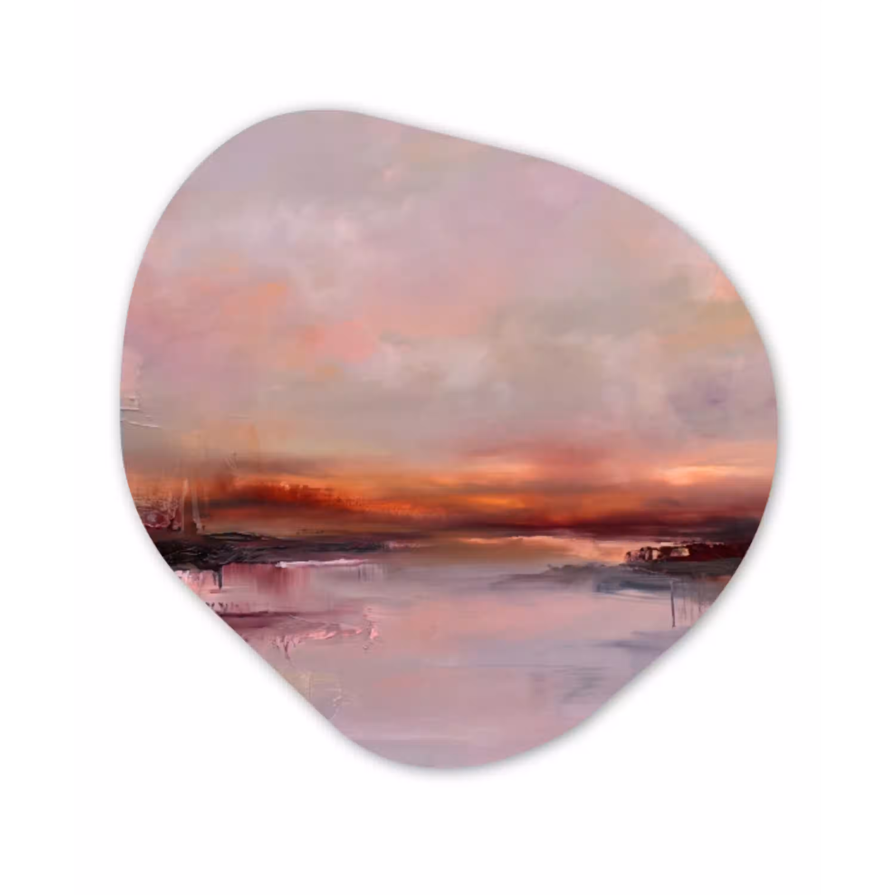 Landschap - Zonsondergang - Abstract - Modern - Roze Wandcirkel Organisch Forex 3mm klein -3d
