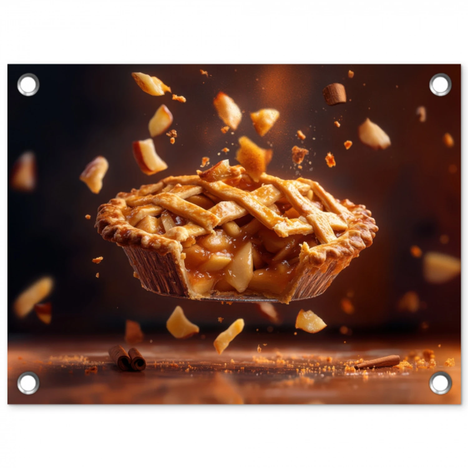 Appel - Taart - Warm - Eten tuinposter los doek klein -3d