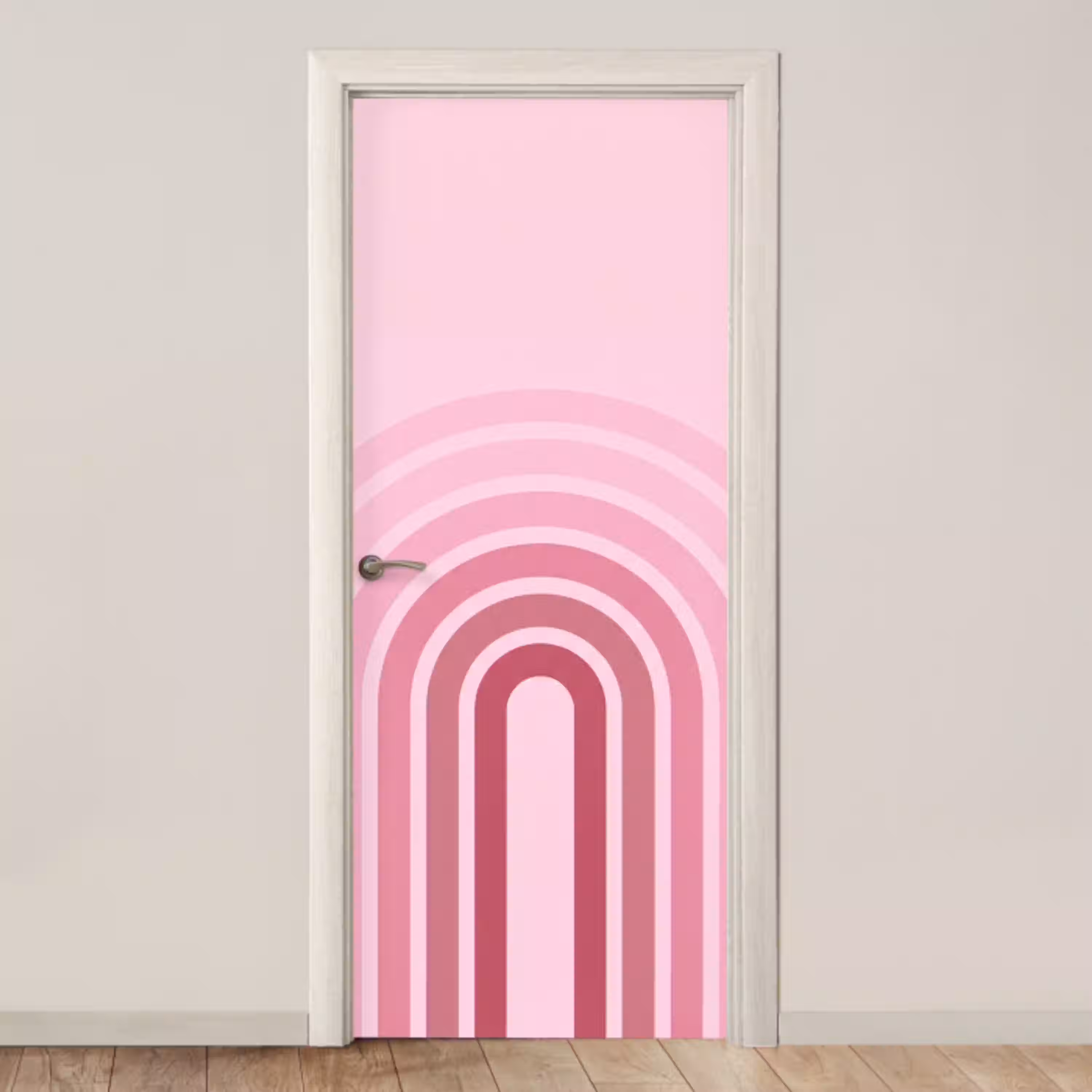 Regenboog - Roze - Abstract - Modern - Minimalistisch deurposter klein -3d_beige