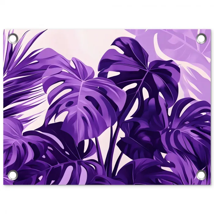 Bladeren - Paars - Tropisch - Abstract tuinposter los doek klein -3d