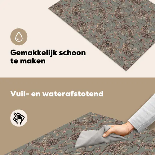 Donker - Bloemen - Sierlijk Inductie beschemer met haakjes klein 777 -ky-schoon-nl