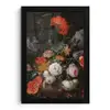 Stilleven met bloemen en een horloge - Schilderij van Abraham Mignon fotolijst zwart zonder passe partout klein -3d