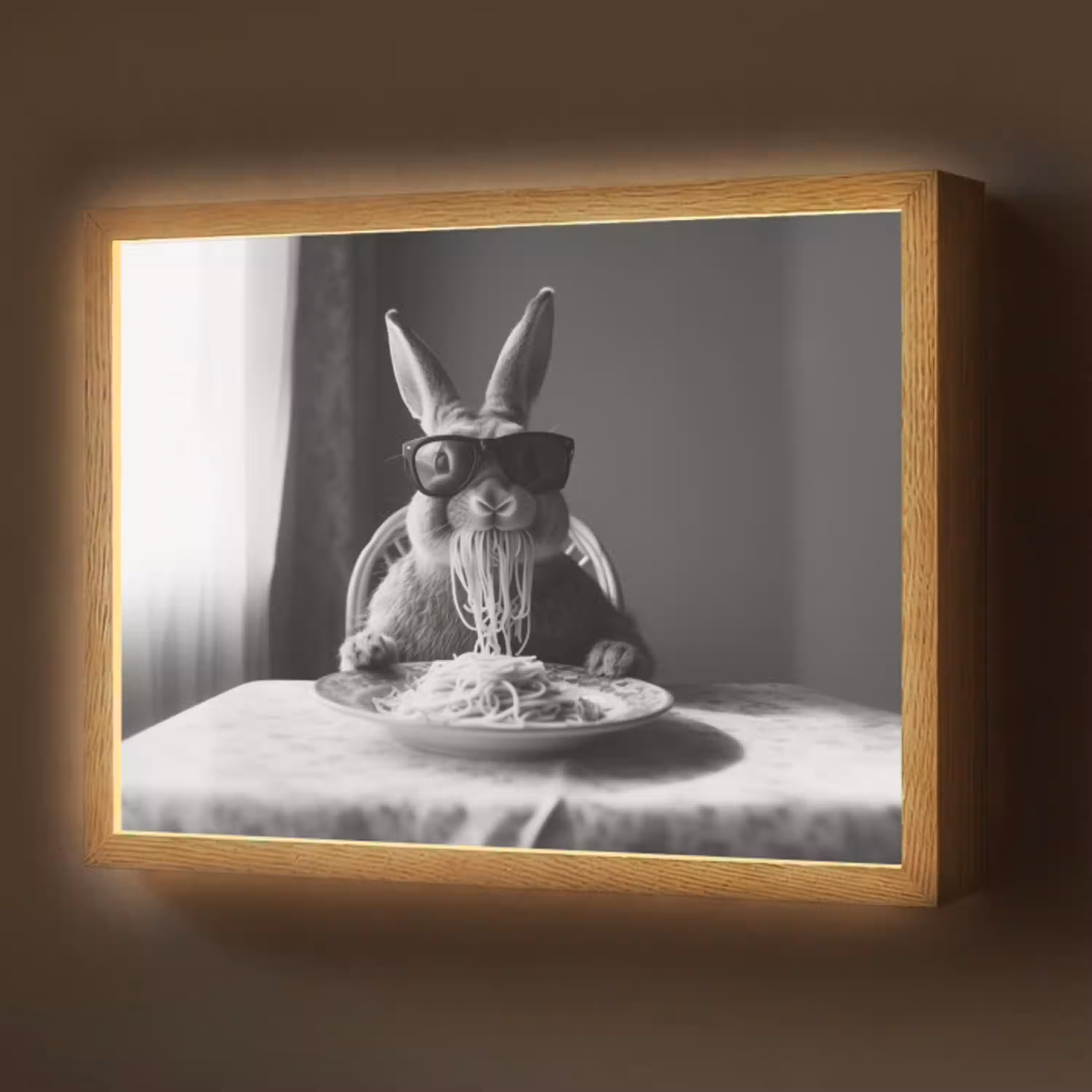 Konijn - Bunny - Zonnebril - Tafelkleed - Pasta - Schattig Light Box met batterij (Wandlamp) middel -z3d_website