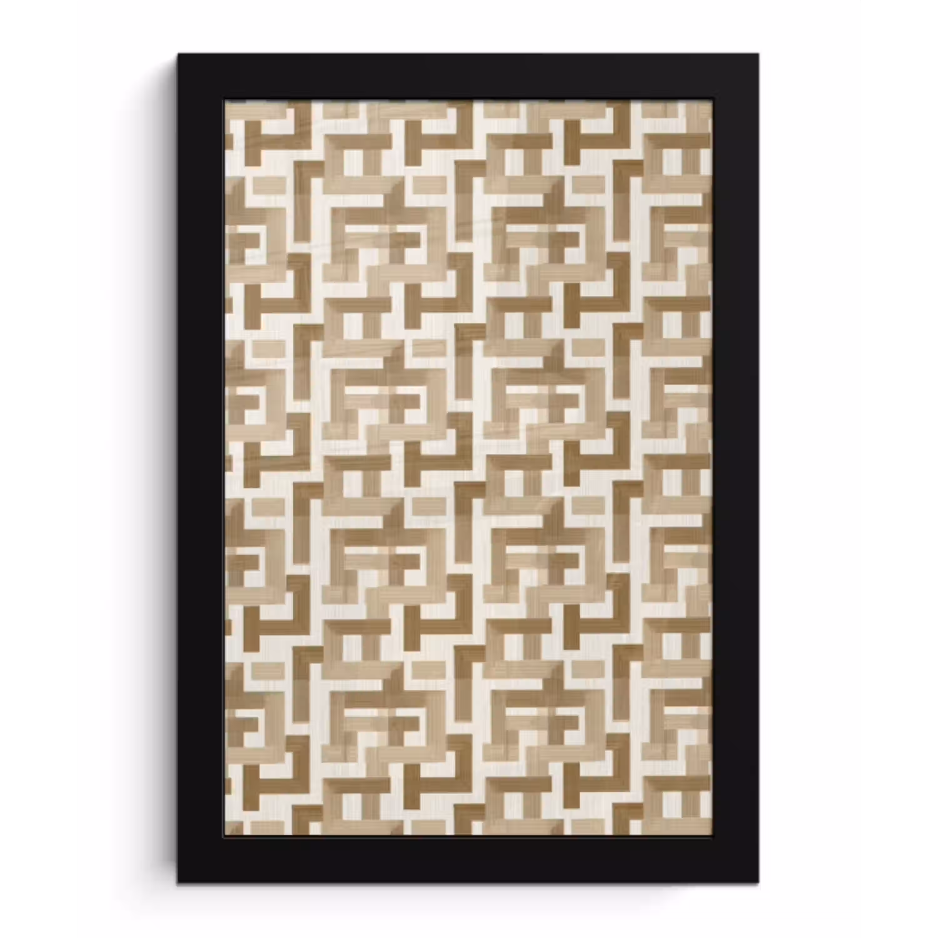 Geometrisch - Retro - Bruin fotolijst zwart zonder passe partout klein 224 -3d