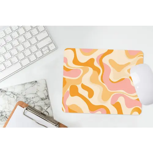 Abstract - Golvend - Oranje muismat rubber klein -witbureau