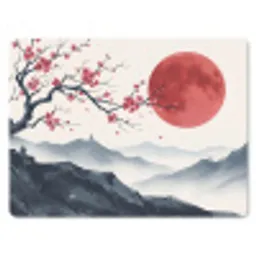 Kersenbloesem - Oosters - Rood muismat rubber klein -3d