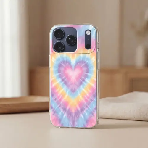 Hartvorm - Pastelkleuren - Tie Dye Telefoonhoesje iPhone 17 Pro klein -sfeer2
