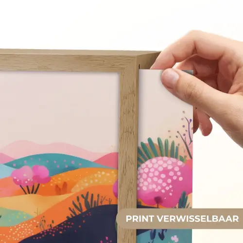 Golvende heuvels - Abstracte planten - Dromerig Light Box met batterij (Wandlamp) middel -USP_websiteprintNL