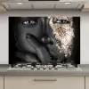 Vrouw - Goud - Zwart - Schmink - Luxe keuken achterwand spatscherm klein -3d_website