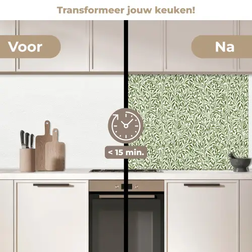 Botanisch - Takken - Groen keuken achterwand 2 middel 871 -voor-na2_NL