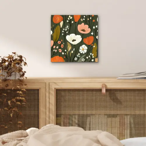 Bloemen - Illustratie - Groen aluminium wit klein -sfeer3