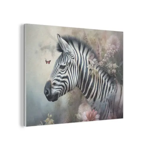 Zebra - Wilde dieren - Vlinder - Bloemen PET vilt klein -3d