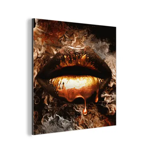 Goud - Lippen - Kunst aluminium wit klein -3d