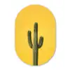 Cactus - Groen - Minimalistisch Wandcirkel Ovaal Forex klein -3d
