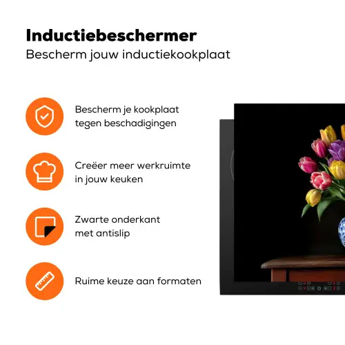 Tulpen - Kleuren - Hout - Vaas Inductie beschermer vinyl 3mm klein -zzzzzzz-td-ups