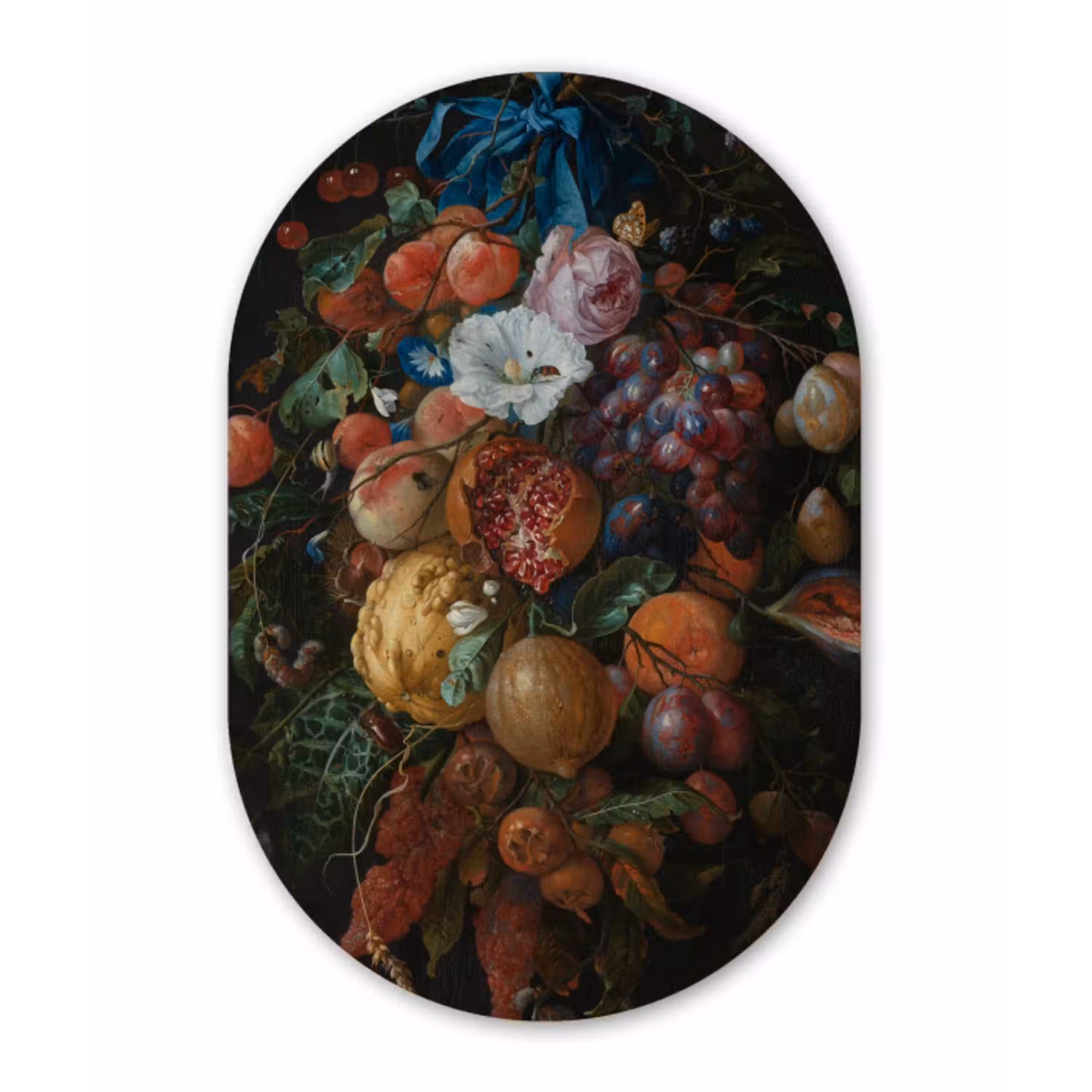 Festoen van vruchten en bloemen - Schilderij van Jan Davidsz. de Heem Wandcirkel Ovaal Forex klein -3d