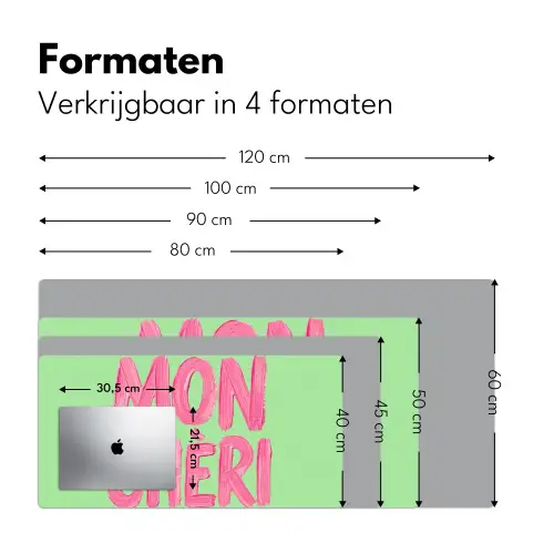Mon cheri - Groen - Roze Muismat XXL klein -sfeer5