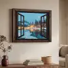 Doorkijk - Winter - Landschap - Natuur - Huis - Bergen Textielframe - compleet frame klein -sfeer3