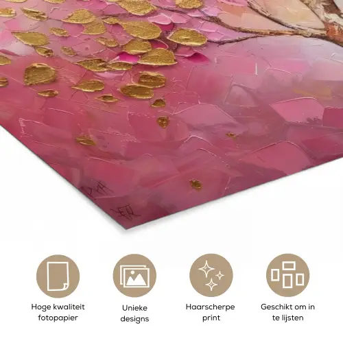 Boom - Roze - Goud - Modern poster papier klein -closeup_NL