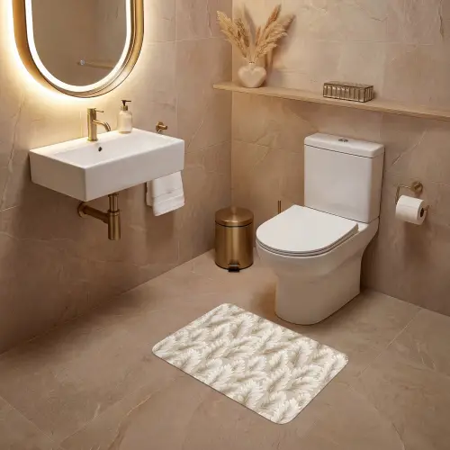 Botanisch - Patroon - Beige WCmat klein 1009 -sfeer3