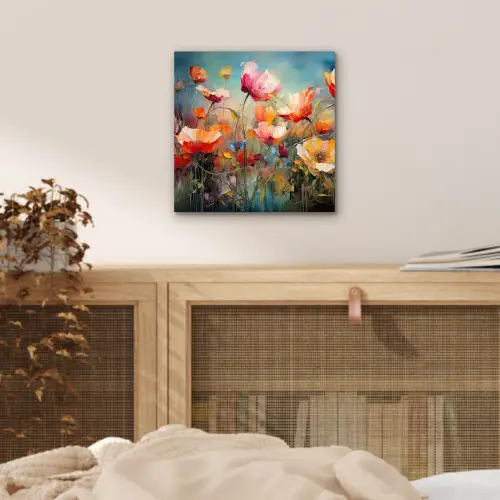 Bloemen - Watercolor - Kunst - Botanisch - Natuur aluminium wit klein -sfeer3