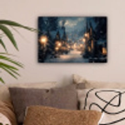 Winterdorp - Sneeuw - Donker canvas 2cm klein -sfeer1