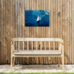 Zeilboot - Water - Abstract - Schaduw Tuinposter op houten frame 2 cm dik klein -sfeer4