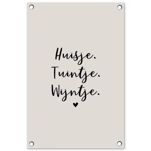 huisjetuintjewijntje-beige tuinposter los doek klein -3d