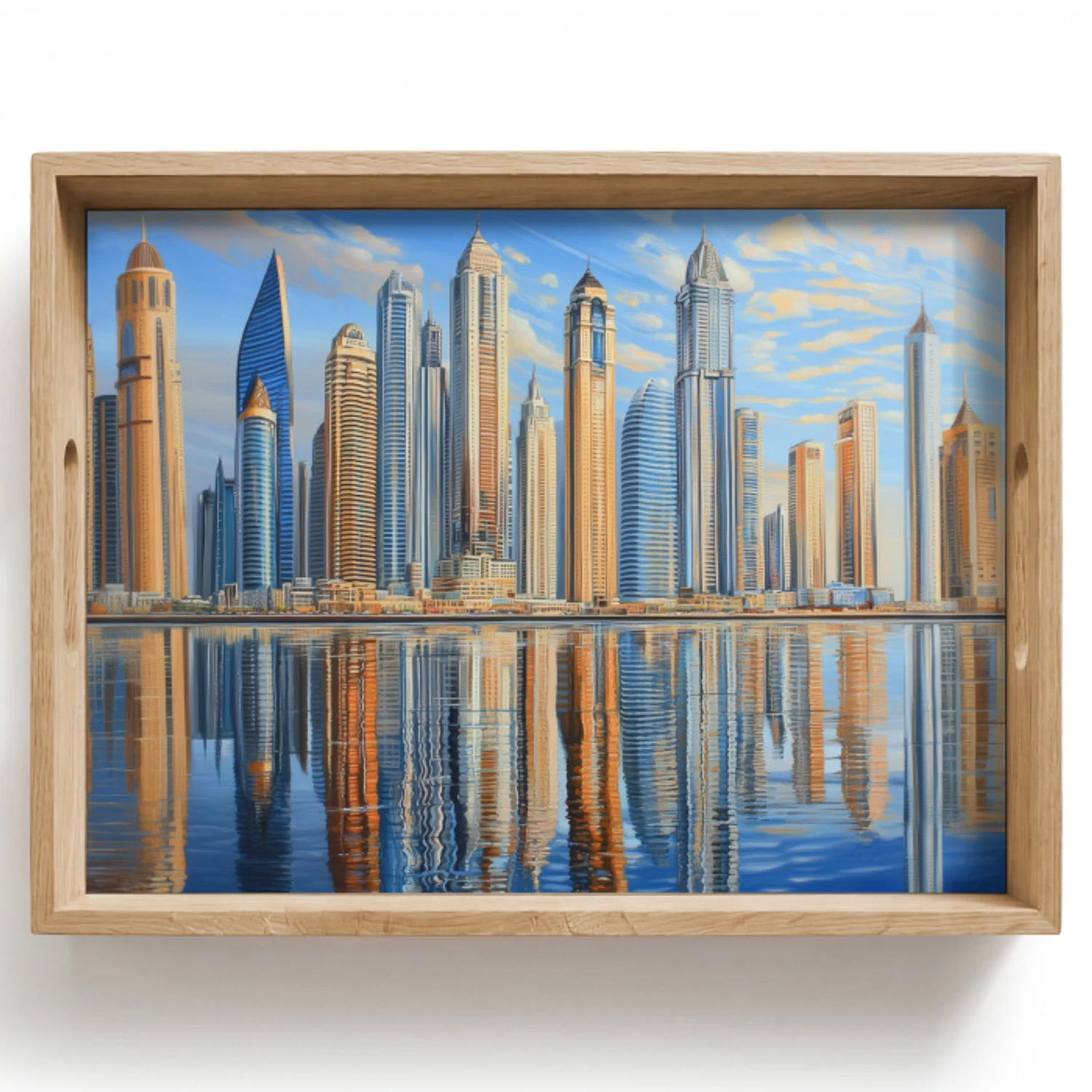 Skyline - Wolkenkrabbers - Water - Blauw Dienblad Rechthoek middel -z3d_shopping