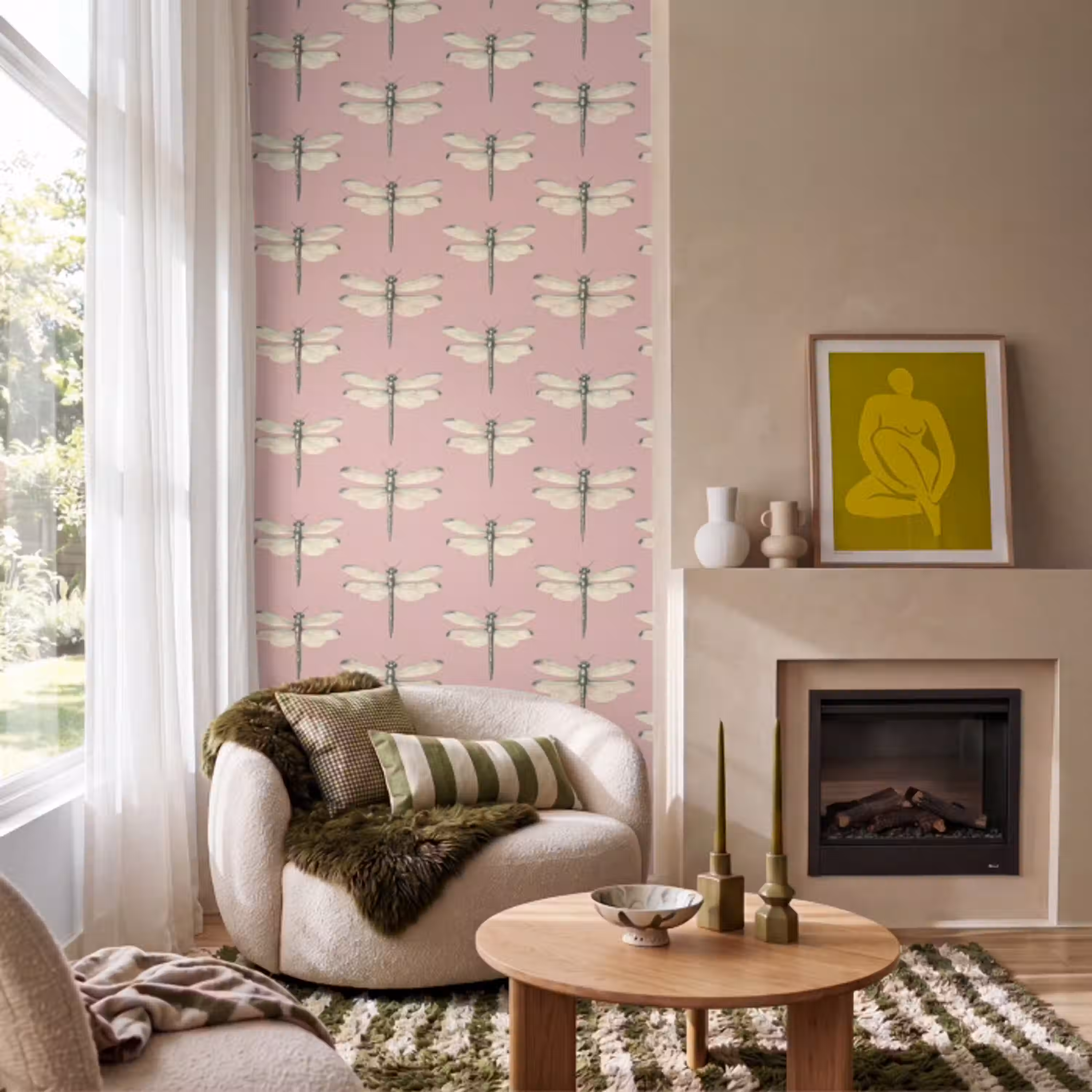 Lillibellen - Patroon - Roze Behang Vlies klein 1076 -sfeer2